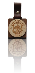 Brelok drewniany grawerowany dwuwarstwowy bejcowany Manchester City 5x5cm