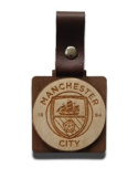 Brelok drewniany grawerowany dwuwarstwowy bejcowany Manchester City 5x5cm