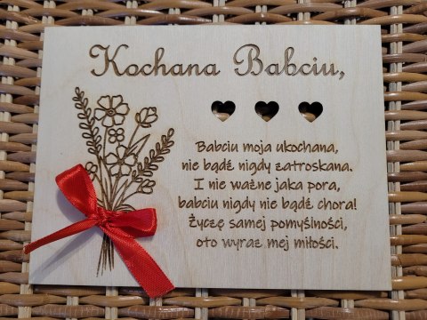 Kartka "Kochana Babciu" drewniana