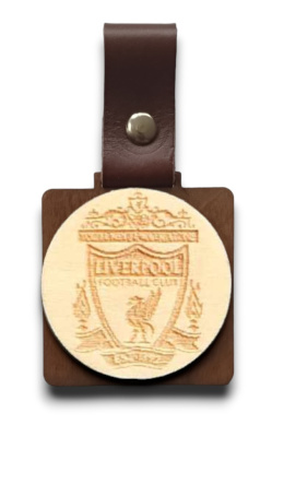 Brelok drewniany grawerowany dwuwarstwowy bejcowany LIVERPOOL 5x5cm